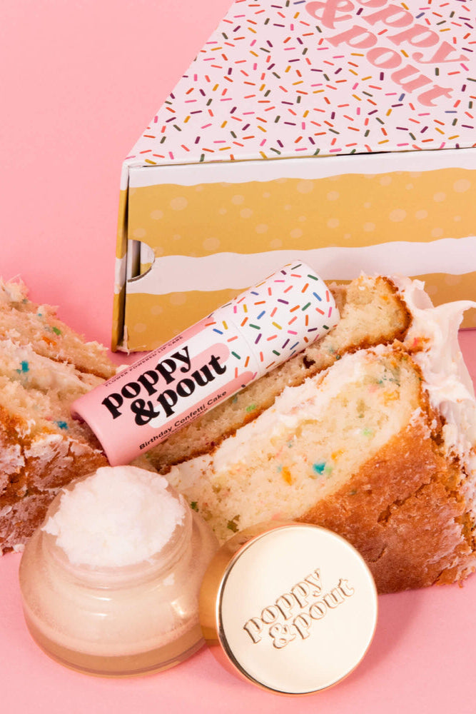 poppy+pout lip care duo - birthday cake