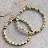 Natural Stone Beaded Circle Drop Earrings