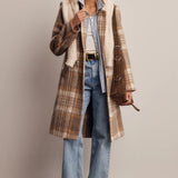 Brushed Plaid Longline Coat