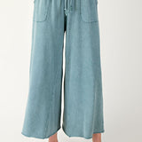 Mineral Wash Terry Knit Wide Leg Pants