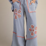 Patchwork Detailing Washed Cotton Gauze Pants