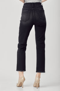 HIGH-RISE CROP STRAIGHT JEAN | BLACK WASH