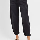 RISEN High Rise Crop Barrel Cuffed Jeans