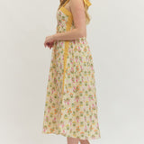 Botanical Print Tie Strap Midi Dress