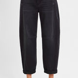 RISEN High Rise Crop Barrel Cuffed Jeans