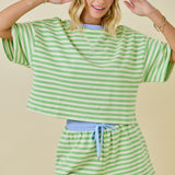 Terry Striped Shorts w/ Contrasting Waistband