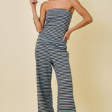 Striped Strapless Cropped Lounge Bandeau Top