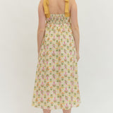 Botanical Print Tie Strap Midi Dress