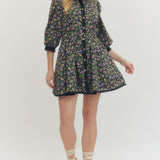 Floral Belted Button Front Mini Dress
