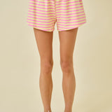 Terry Striped Shorts w/ Contrasting Waistband