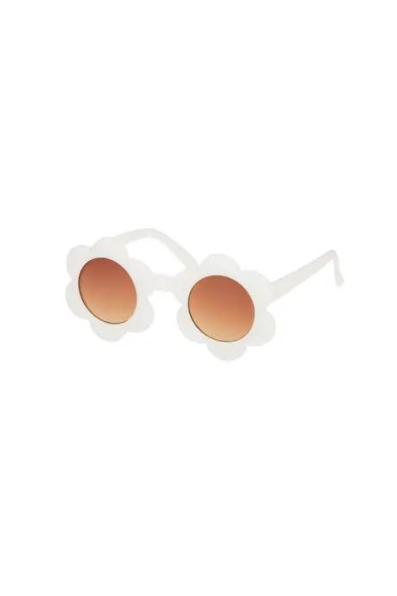 sunglasses with flower frames for kids in white with brown lenses