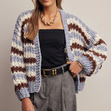 Chunky Hand Crochet Striped Cardigan