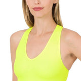 RIBBED SEAMLESS V-NECK CROPPED TANK TOP | WHITE